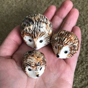 Vtg Kitsch Porcupine Hedgehog Ceramic Figurines Anthropomorphic Mcm Figurines
